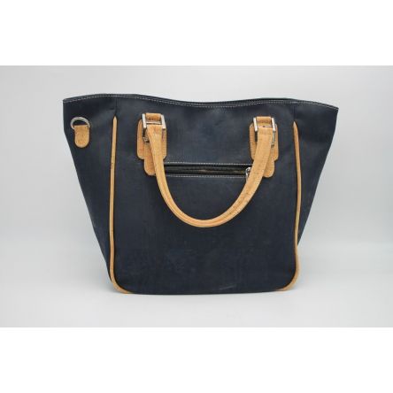 Grand sac à main en liège pour femme - Bleu foncé face